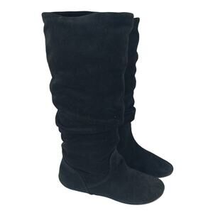 STEVE MADDEN! NO HEEL BLACK GENUINE SUEDE LEATHER SLOUCHY BOHO BOOTS! SZ 6M